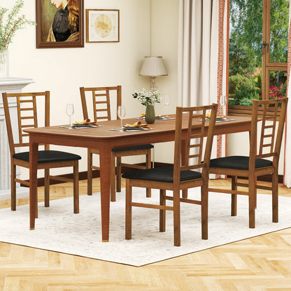 PU Leather Upholstered Wood Dining Chairs Set of 4, Walnut Dining Chairs at Gallery Canada