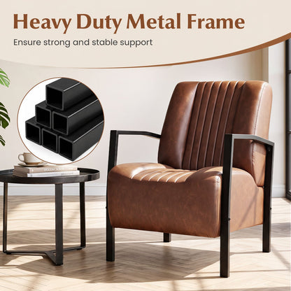 PU Leather Armchair With Padded Seat, Brown Accent Chairs at Gallery Canada