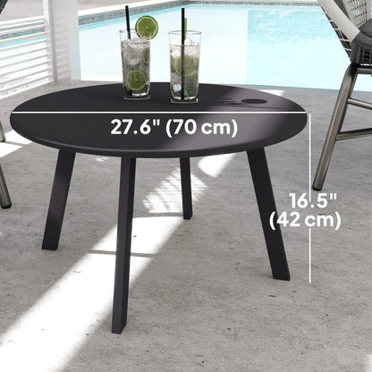Round Outdoor Side Table, Metal Frame, Non-Slip Foot Pads, Black Patio Side Tables at Gallery Canada