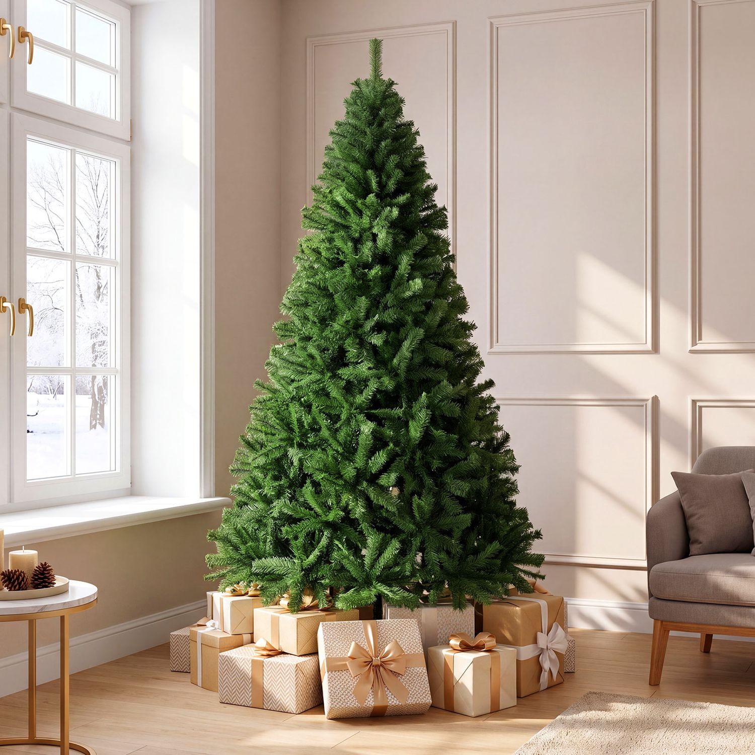 PVC Artificial Christmas Tree, Hinged, 7.5 ft, Green Christmas Tree at Gallery Canada