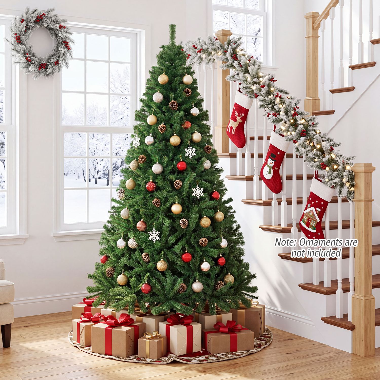 PVC Artificial Christmas Tree, Hinged, 7.5 ft, Green Christmas Tree at Gallery Canada