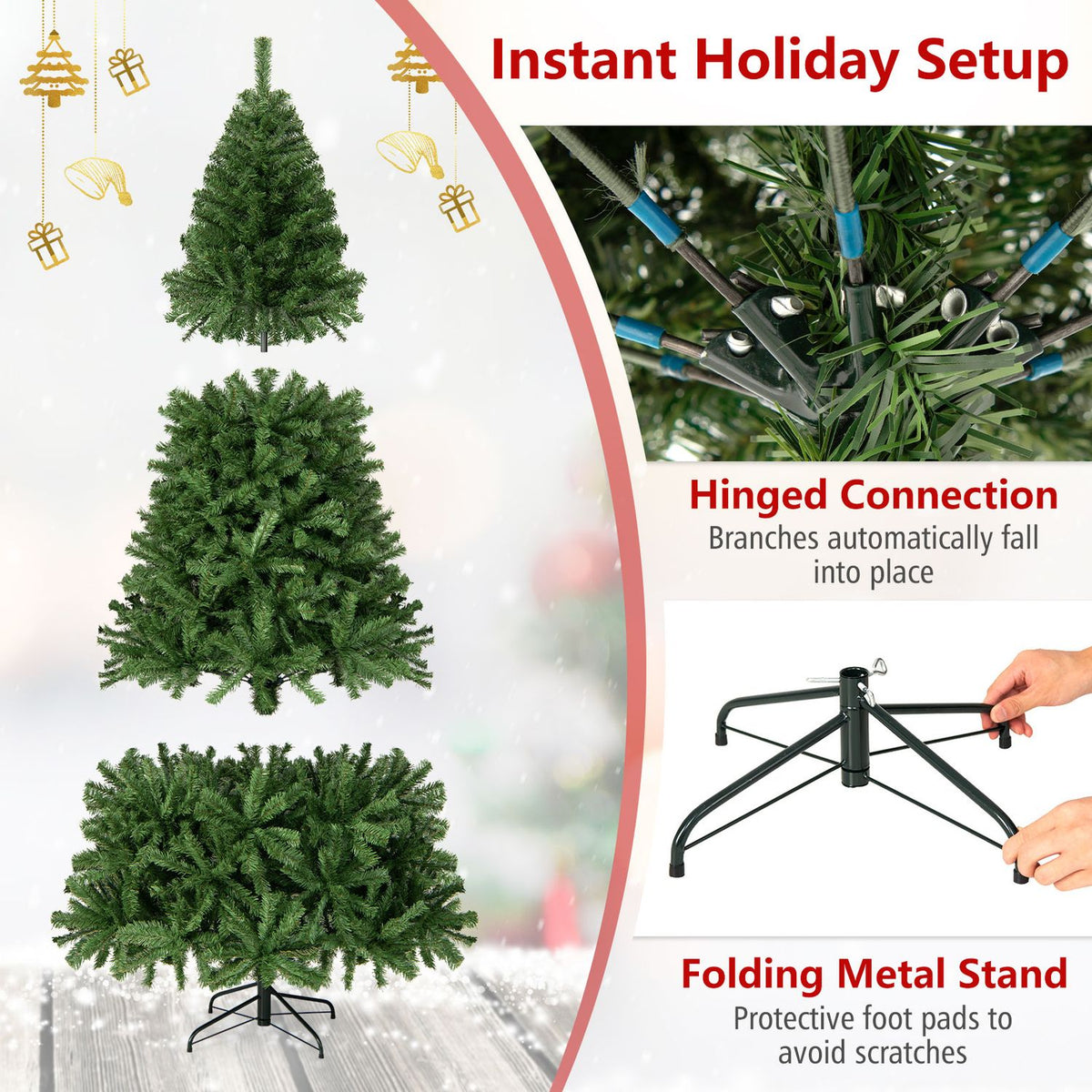 PVC Artificial Christmas Tree, Hinged, 7.5 ft, Green Christmas Tree at Gallery Canada