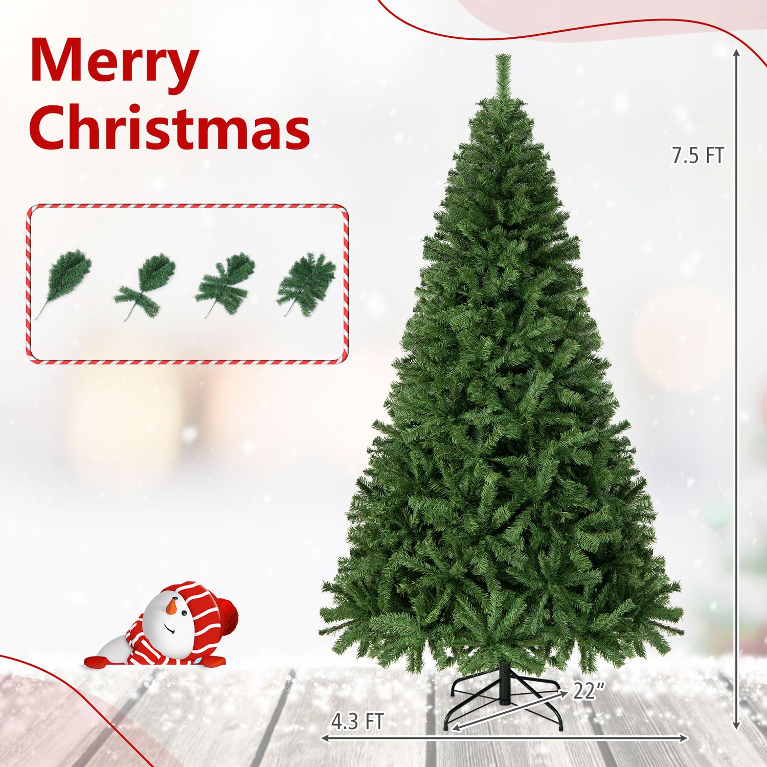PVC Artificial Christmas Tree, Hinged, 7.5 ft, Green Christmas Tree at Gallery Canada