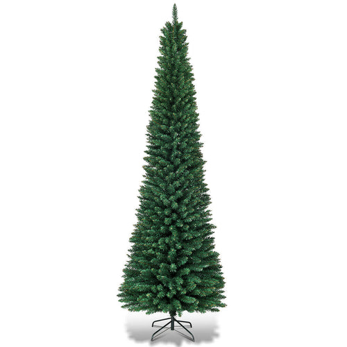 PVC Artificial Slim Pencil Christmas Tree, 7', Green