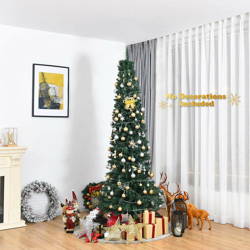 PVC Artificial Slim Pencil Christmas Tree, 7', Green