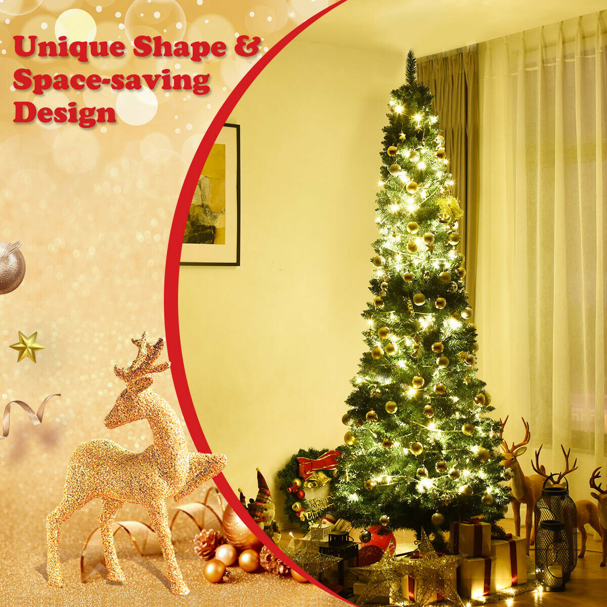 PVC Artificial Slim Pencil Christmas Tree, 7', Green Christmas Tree at Gallery Canada
