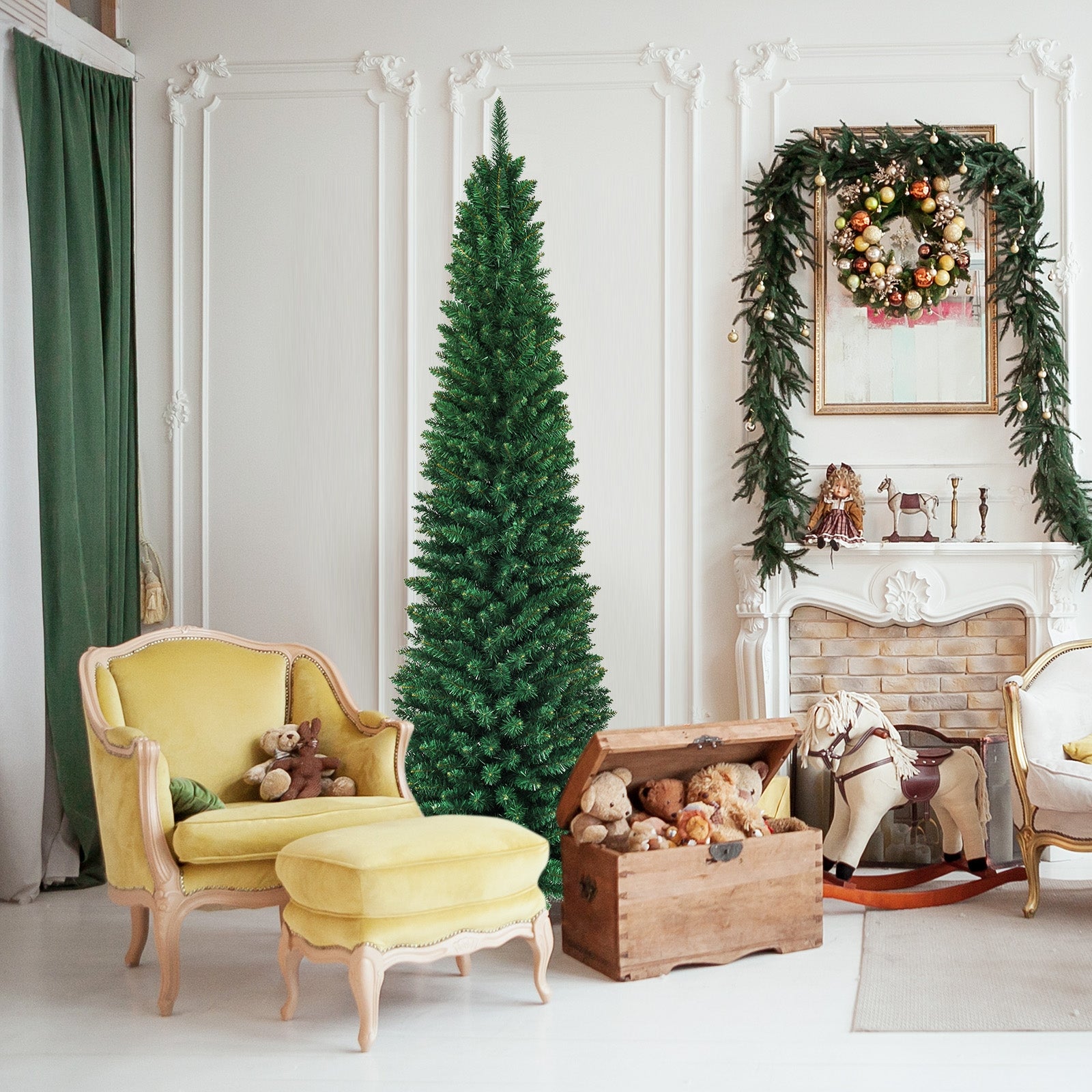PVC Artificial Slim Pencil Christmas Tree, 8 Feet, Green Christmas Tree at Gallery Canada