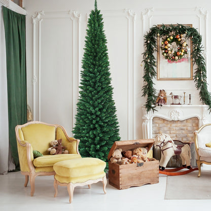 PVC Artificial Slim Pencil Christmas Tree, 9', Green Christmas Tree at Gallery Canada