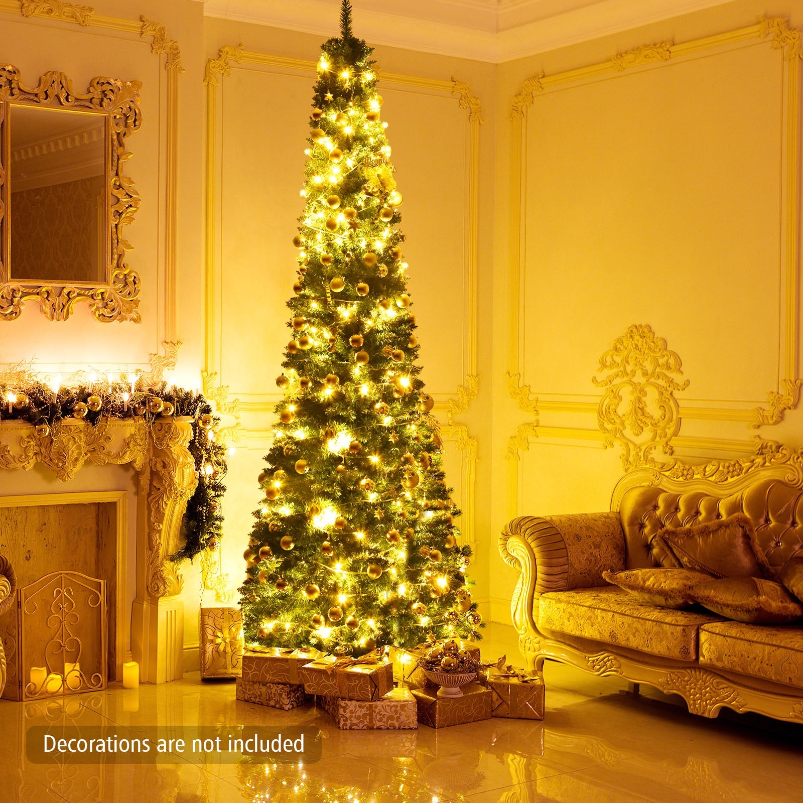 PVC Artificial Slim Pencil Christmas Tree, 9', Green Christmas Tree at Gallery Canada
