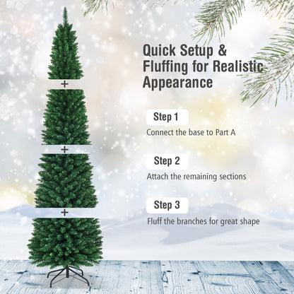 PVC Artificial Slim Pencil Christmas Tree, 9', Green Christmas Tree at Gallery Canada