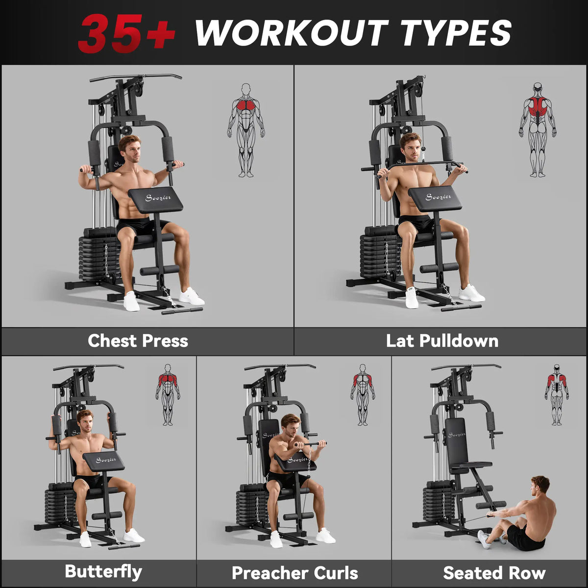 Multi-Exercise Home Gym, 99lbs Weight Stack, Full Body Workout Power Towers at Gallery Canada