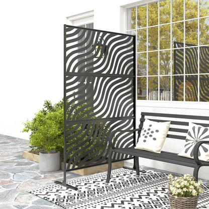 78" X 48" Metal Outdoor Privacy Screen, Freestanding Divider, Black Side Awnings at Gallery Canada