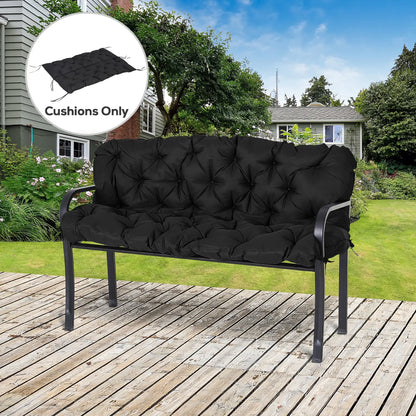 Garden Bench Cushion 3-Seater, Non-Slip, 59.1" x 38.6", Black Patio Chair Cushions at Gallery Canada