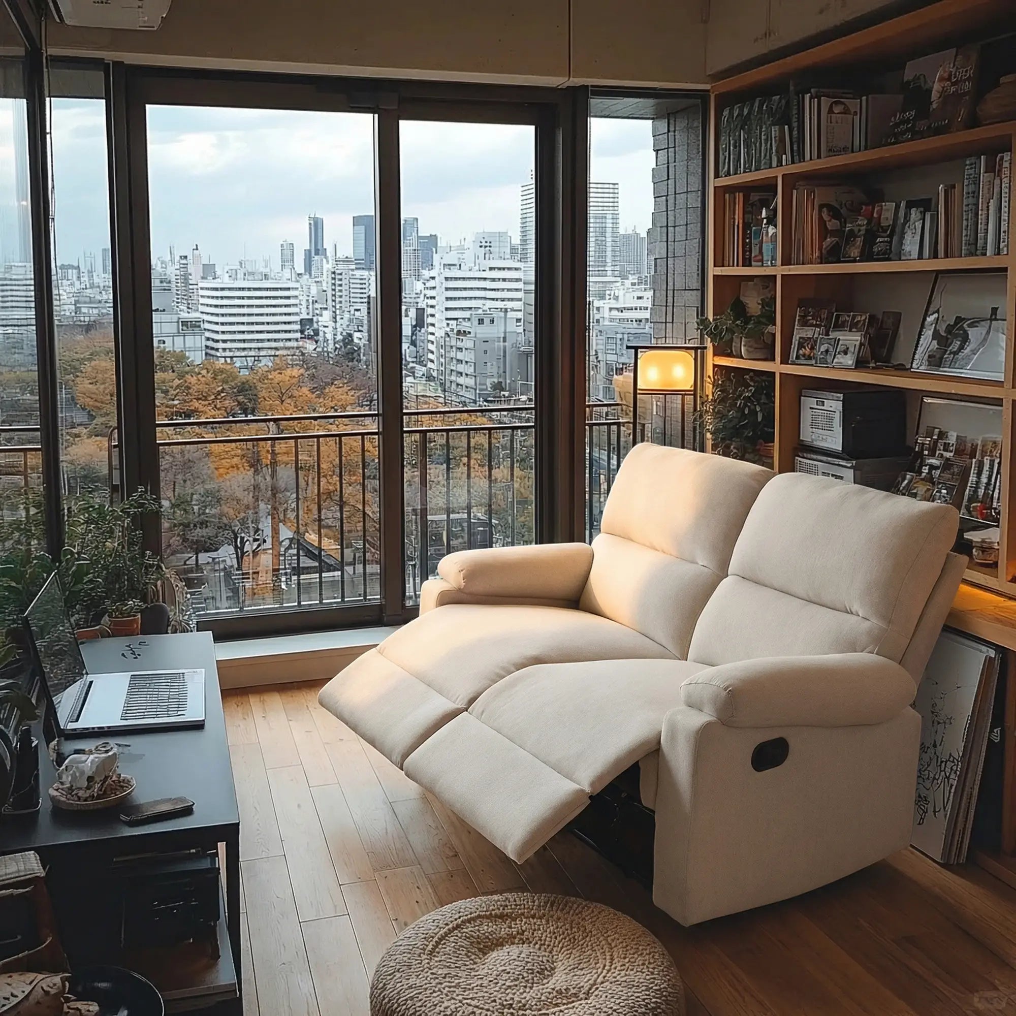 2 Seater Reclining Chair, Loveseat with Footrest, Cream White Sofas & Reclining Chairs at Gallery Canada