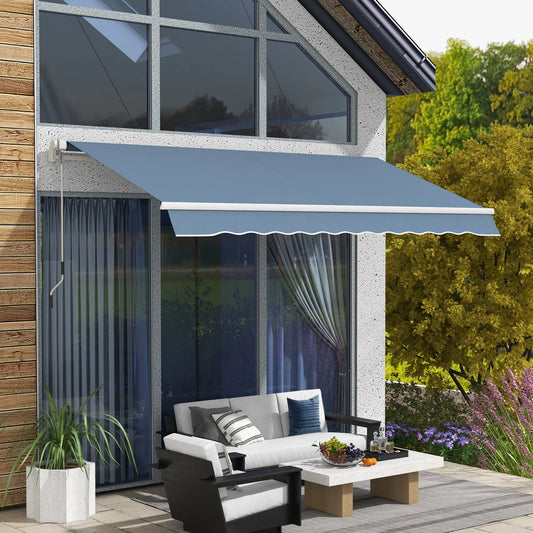 Manual Retractable Awning, 12'x10' Sunshade Shelter, Light Grey Patio Awnings Light Grey at Gallery Canada