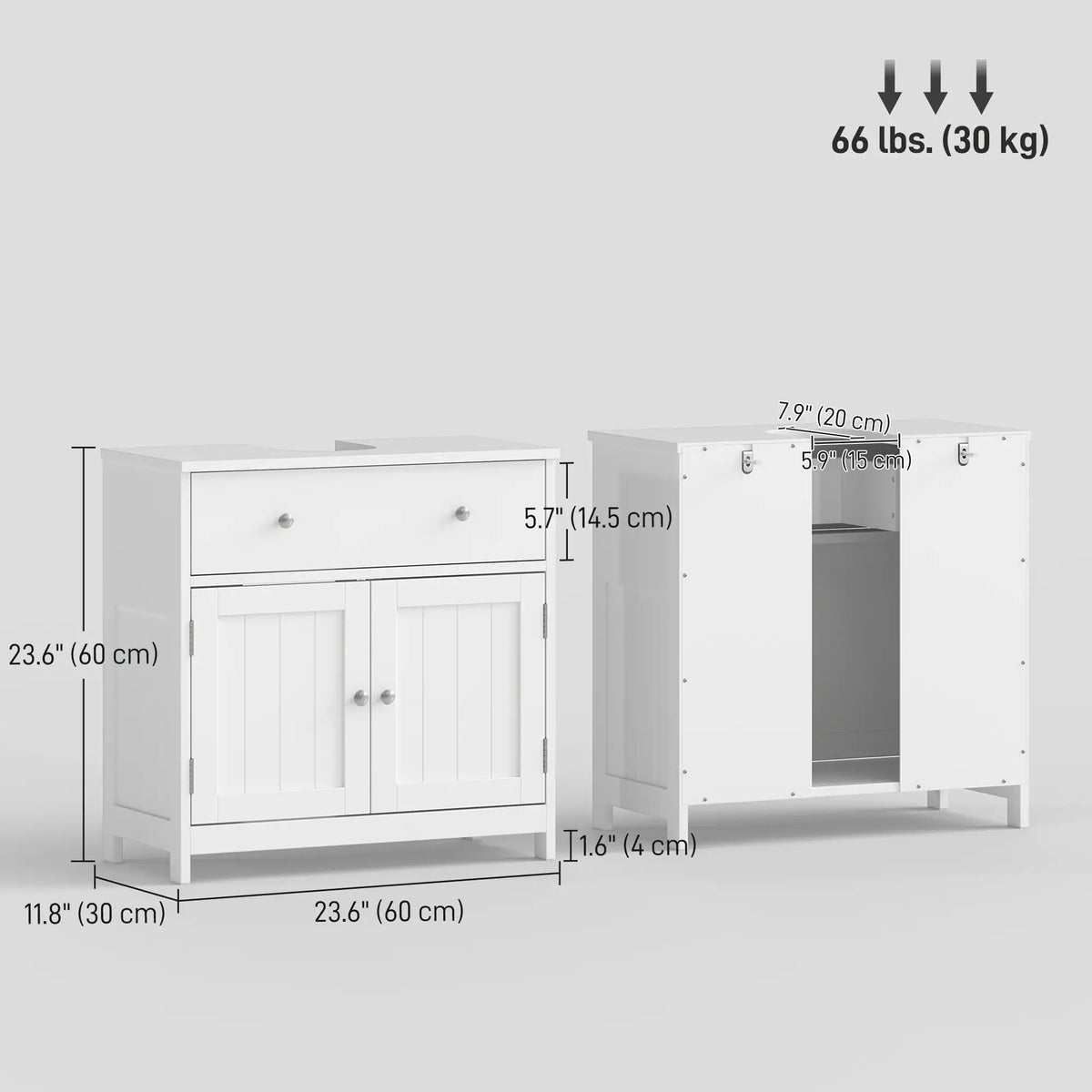 Modern Bathroom Vanity Cabinet, Under Sink Storage, White Bathroom Cabinets at Gallery Canada