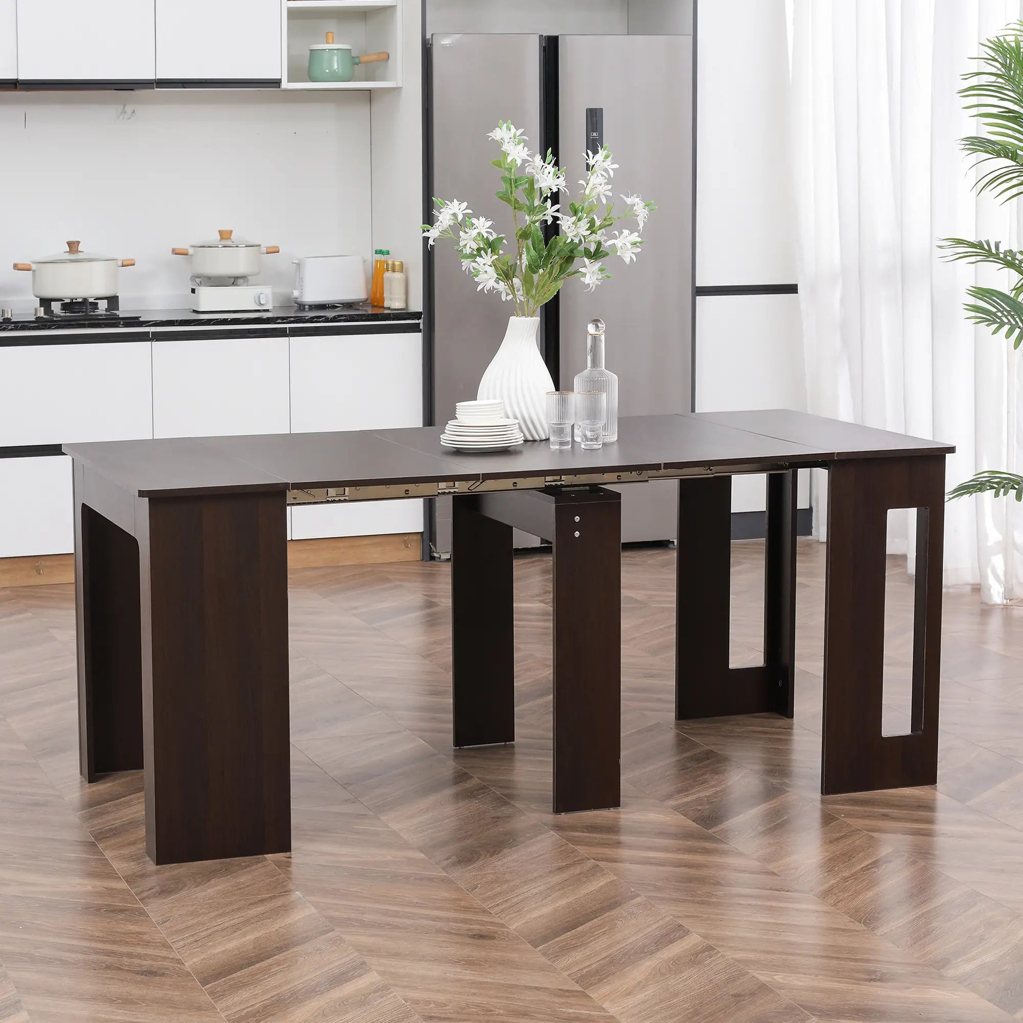 Extendable Dining Table, Expandable Kitchen Table, Seats 6, Dark Brown Bar Tables & Dining Tables at Gallery Canada