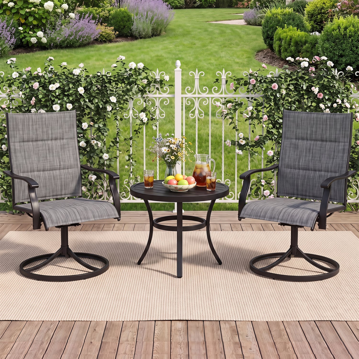 Padded Patio Swivel Chairs Set of 2, Gray Patio Dining Chairs at Gallery Canada