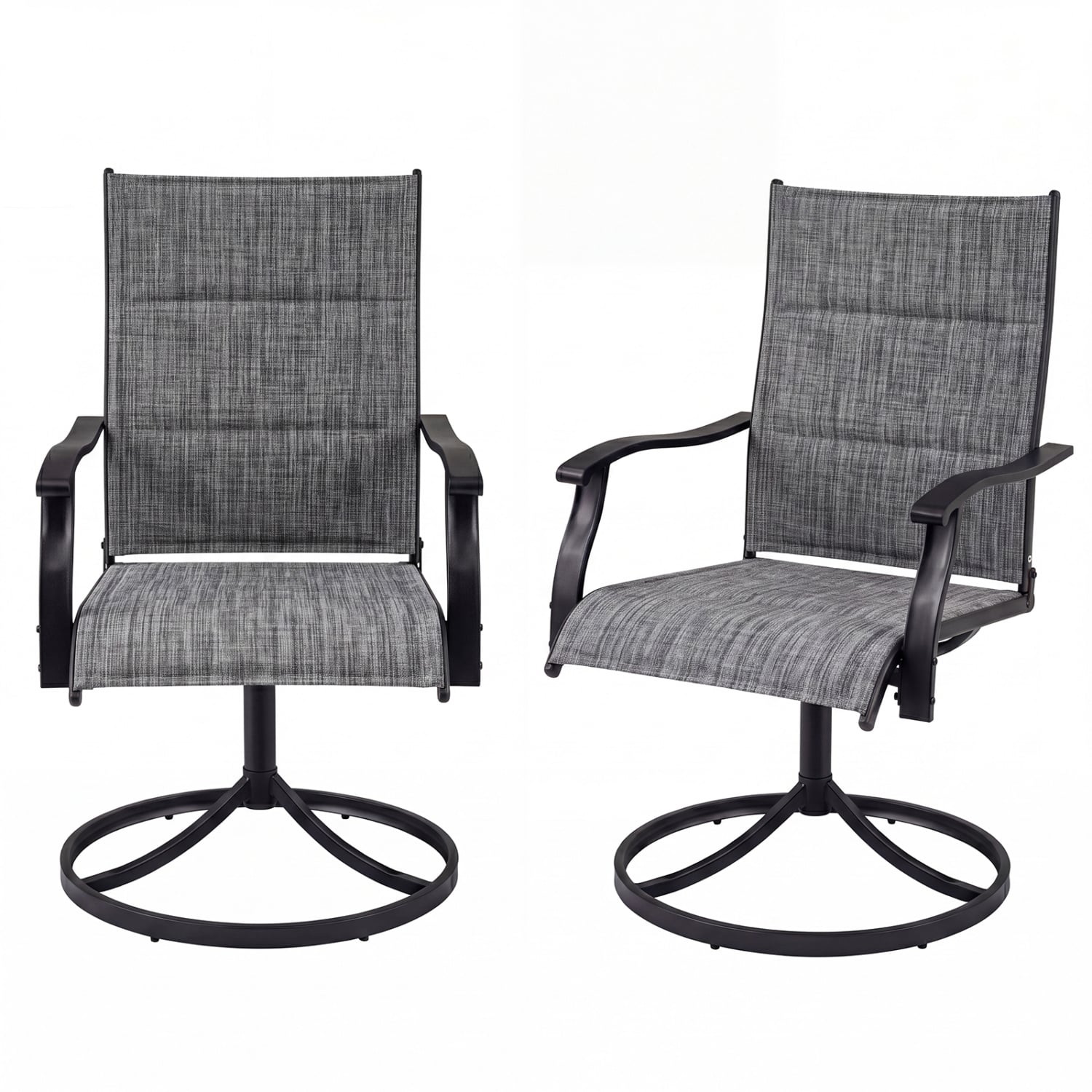 Padded Patio Swivel Chairs Set of 2, Gray Patio Dining Chairs Gray at Gallery Canada