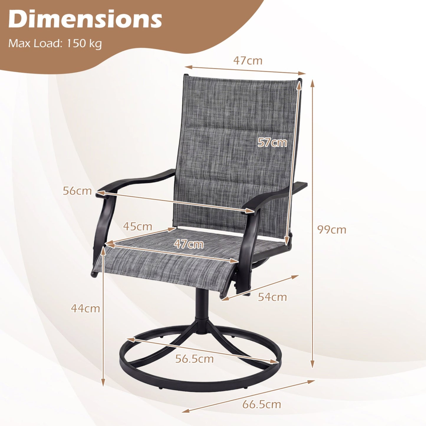 Padded Patio Swivel Chairs Set of 2, Gray Patio Dining Chairs at Gallery Canada