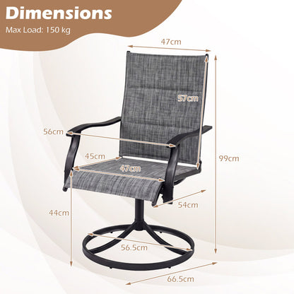 Padded Patio Swivel Chairs Set of 2, Gray Patio Dining Chairs at Gallery Canada