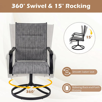 Padded Patio Swivel Chairs Set of 2, Gray Patio Dining Chairs at Gallery Canada