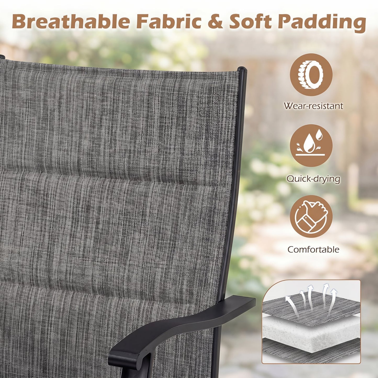 Padded Patio Swivel Chairs Set of 2, Gray Patio Dining Chairs at Gallery Canada