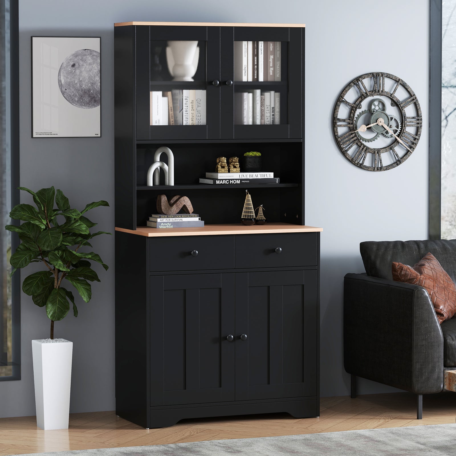 Pantry Cabinet, 2 Removable Shelves, Black Sideboards Cabinets & Buffets at Gallery Canada
