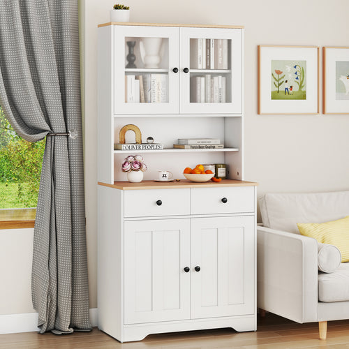 Pantry Cabinet With 2 Removable Shelves, White