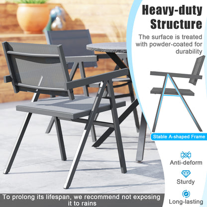 Patio Chairs Set of 2 Outdoor Dining Chair with Breathable Fabric Seat-Set of 2, Gray Beach & Lawn Chairs at Gallery Canada
