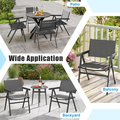 Patio Chairs Set of 2 Outdoor Dining Chair with Breathable Fabric Seat-Set of 2, Gray Beach & Lawn Chairs at Gallery Canada