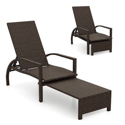 Outdoor Rattan Chaise Lounge With Ottoman, Brown Outdoor Seating & Patio Chairs at Gallery Canada