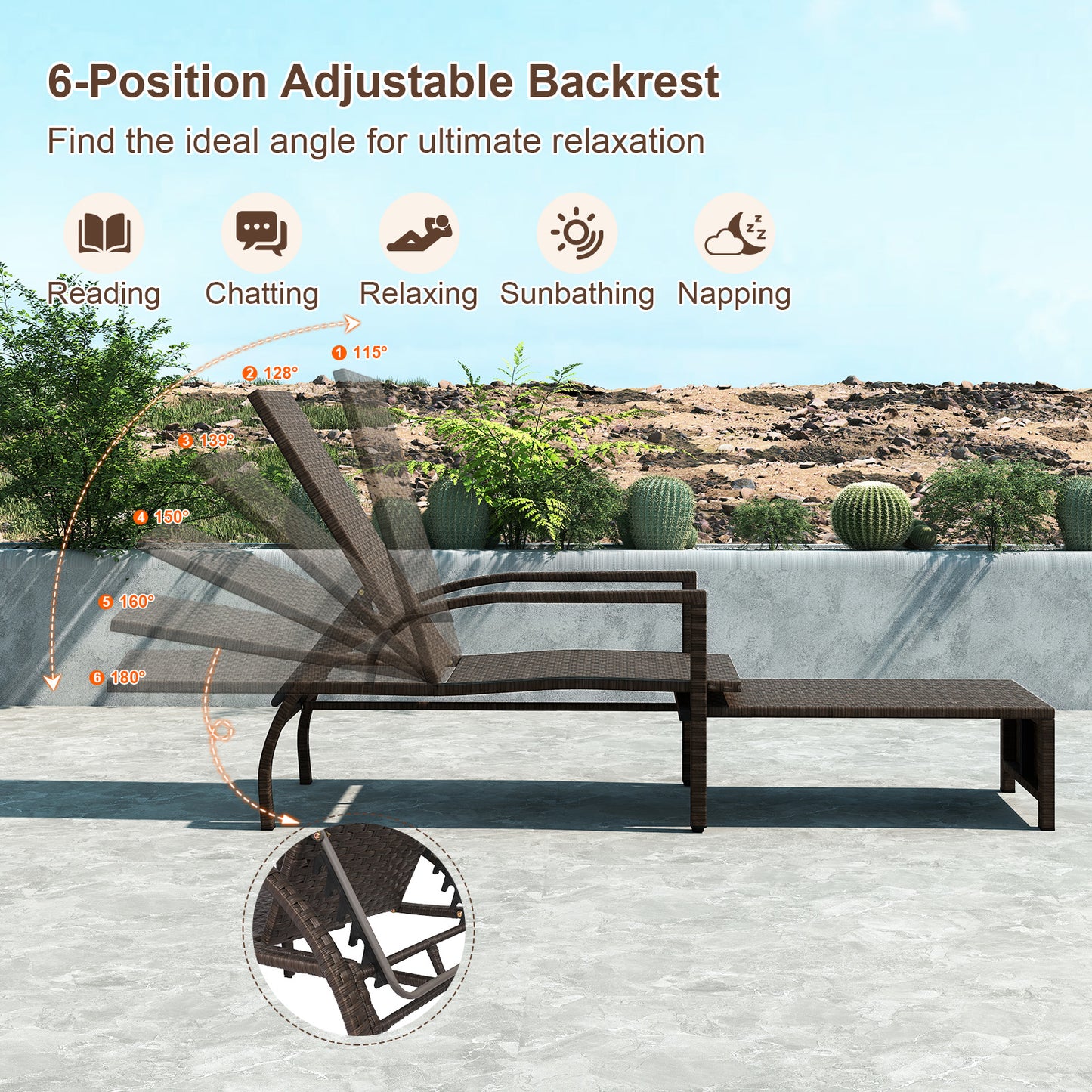 Outdoor Rattan Chaise Lounge With Ottoman, Brown Outdoor Seating & Patio Chairs at Gallery Canada