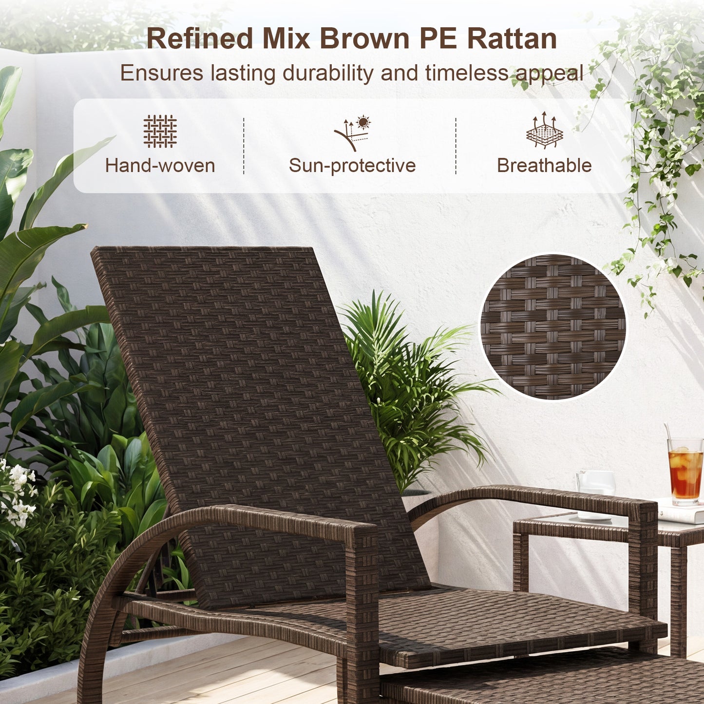 Outdoor Rattan Chaise Lounge With Ottoman, Brown Outdoor Seating & Patio Chairs at Gallery Canada