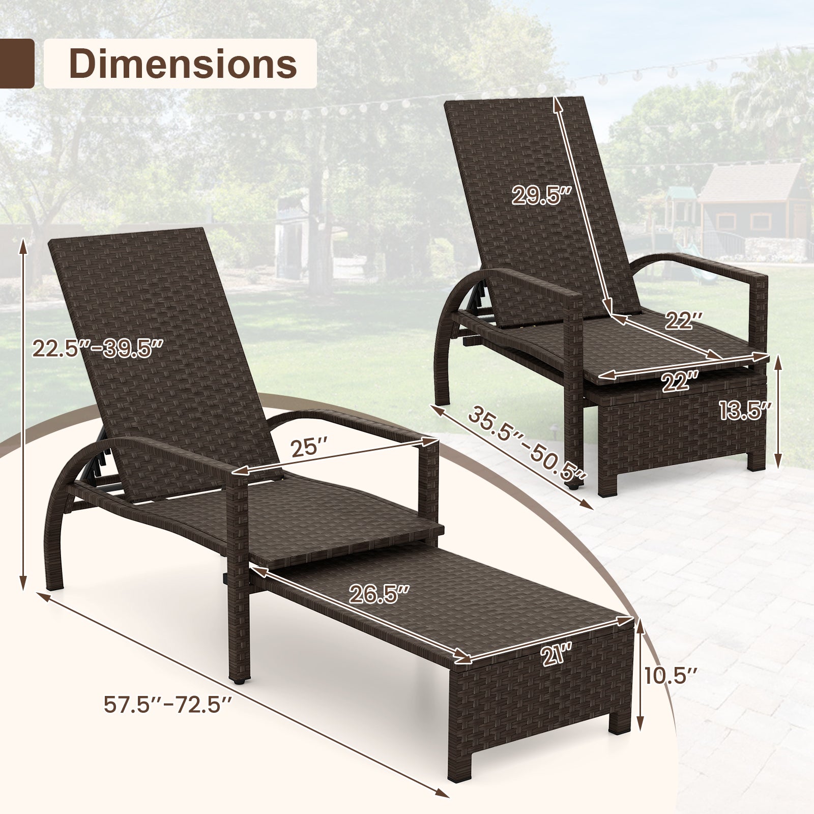 Outdoor Rattan Chaise Lounge With Ottoman, Brown Outdoor Seating & Patio Chairs at Gallery Canada