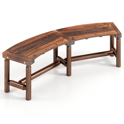 Solid Wood Fire Pit Bench, Outdoor Backless Loveseat, Brown Outdoor Benches at Gallery Canada