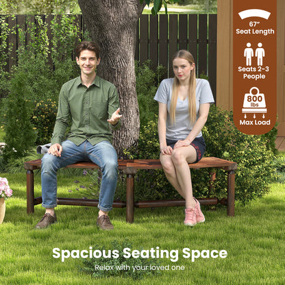 Solid Wood Fire Pit Bench, Outdoor Backless Loveseat, Brown Outdoor Benches at Gallery Canada