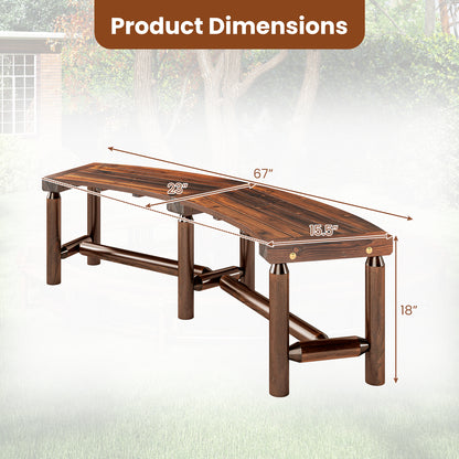 Solid Wood Fire Pit Bench, Outdoor Backless Loveseat, Brown Outdoor Benches at Gallery Canada