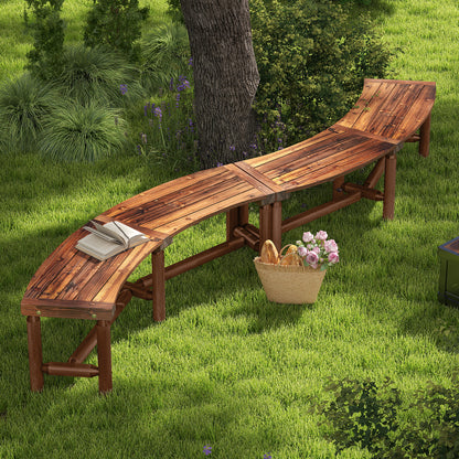 Solid Wood Fire Pit Bench, Outdoor Backless Loveseat, Brown Outdoor Benches at Gallery Canada