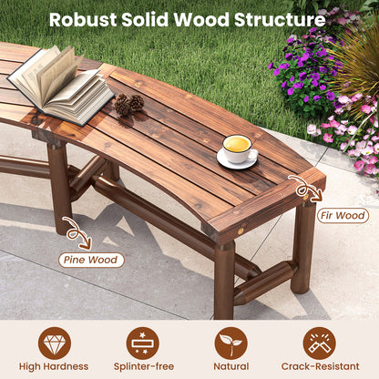 Solid Wood Fire Pit Bench, Outdoor Backless Loveseat, Brown Outdoor Benches at Gallery Canada