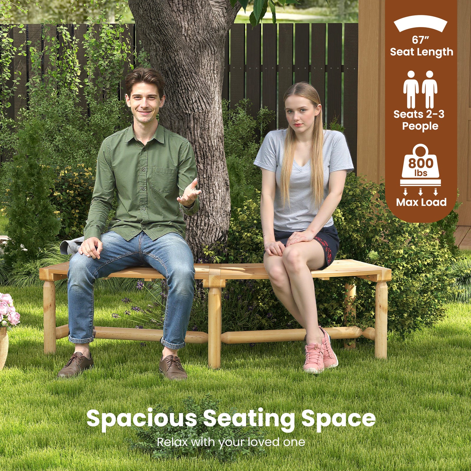 Patio Curved Bench Solid Wood Fire Pit Bench, Natural Outdoor Benches at Gallery Canada
