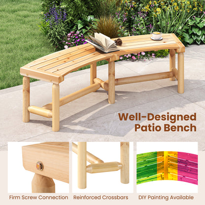 Patio Curved Bench Solid Wood Fire Pit Bench, Natural Outdoor Benches at Gallery Canada
