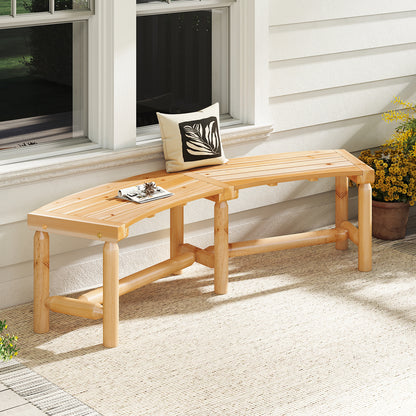 Patio Curved Bench Solid Wood Fire Pit Bench, Natural Outdoor Benches at Gallery Canada