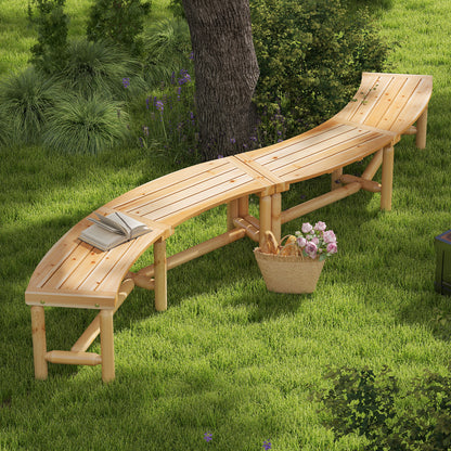 Patio Curved Bench Solid Wood Fire Pit Bench, Natural Outdoor Benches at Gallery Canada