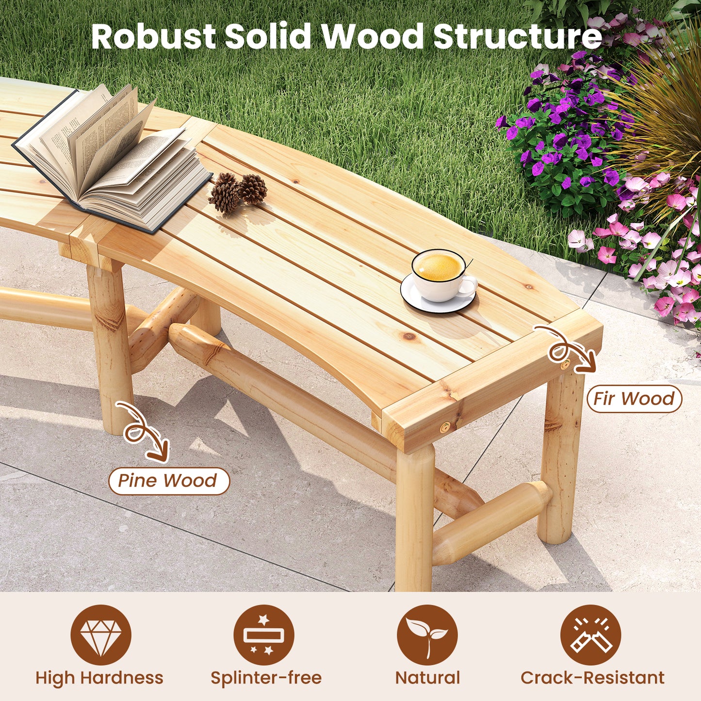 Patio Curved Bench Solid Wood Fire Pit Bench, Natural Outdoor Benches at Gallery Canada