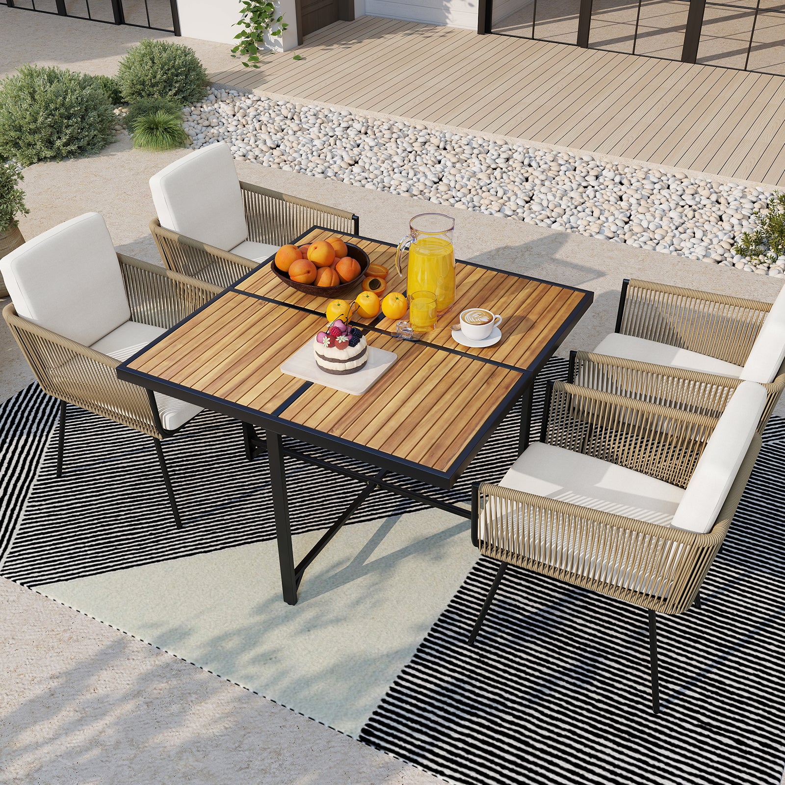 Patio Dining Chairs Set Of 4, Rattan, Off White Patio Dining Chairs at Gallery Canada