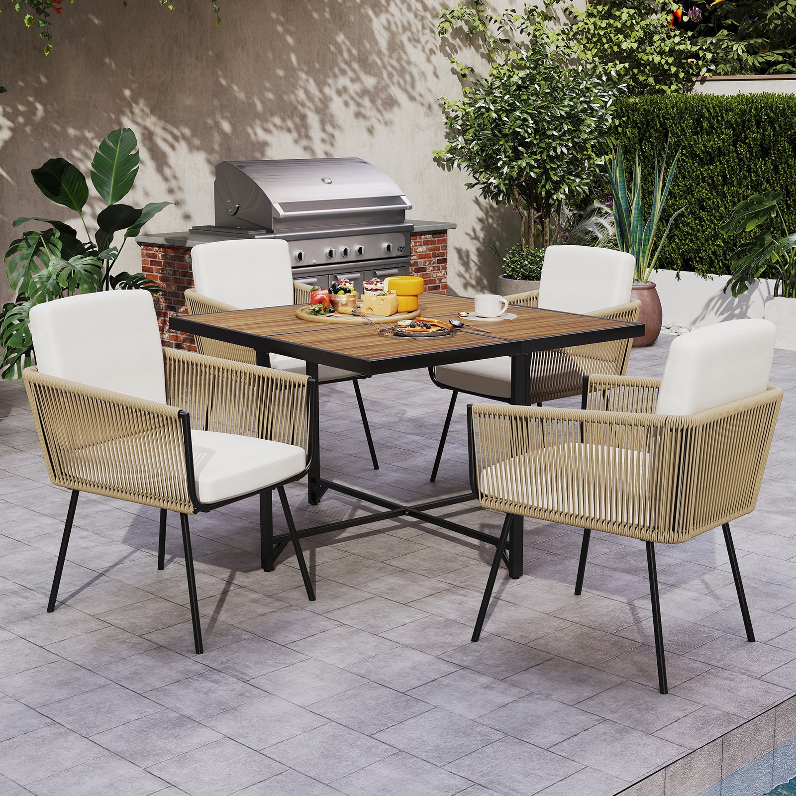 Patio Dining Chairs Set Of 4, Rattan, Off White Patio Dining Chairs at Gallery Canada
