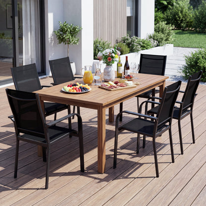 Patio Dining Chairs Set of 2/4/6 Stackable Outdoor Armchairs with Metal Frame-Set of 6 Patio Dining Chairs at Gallery Canada