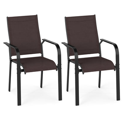 Patio Dining Chairs Set of 2/4/6 Stackable Outdoor Armchairs-Set of 2, Coffee Patio Dining Chairs Coffee at Gallery Canada