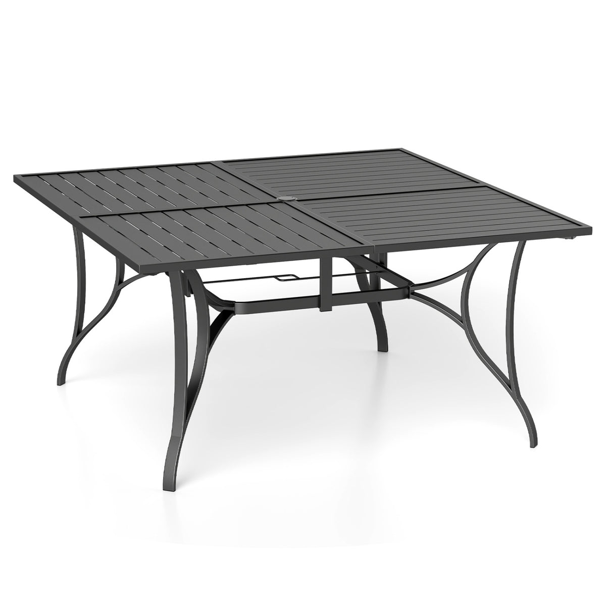 Patio Dining Table For 8, With Umbrella Hole, Black Patio Dining Tables Black at Gallery Canada